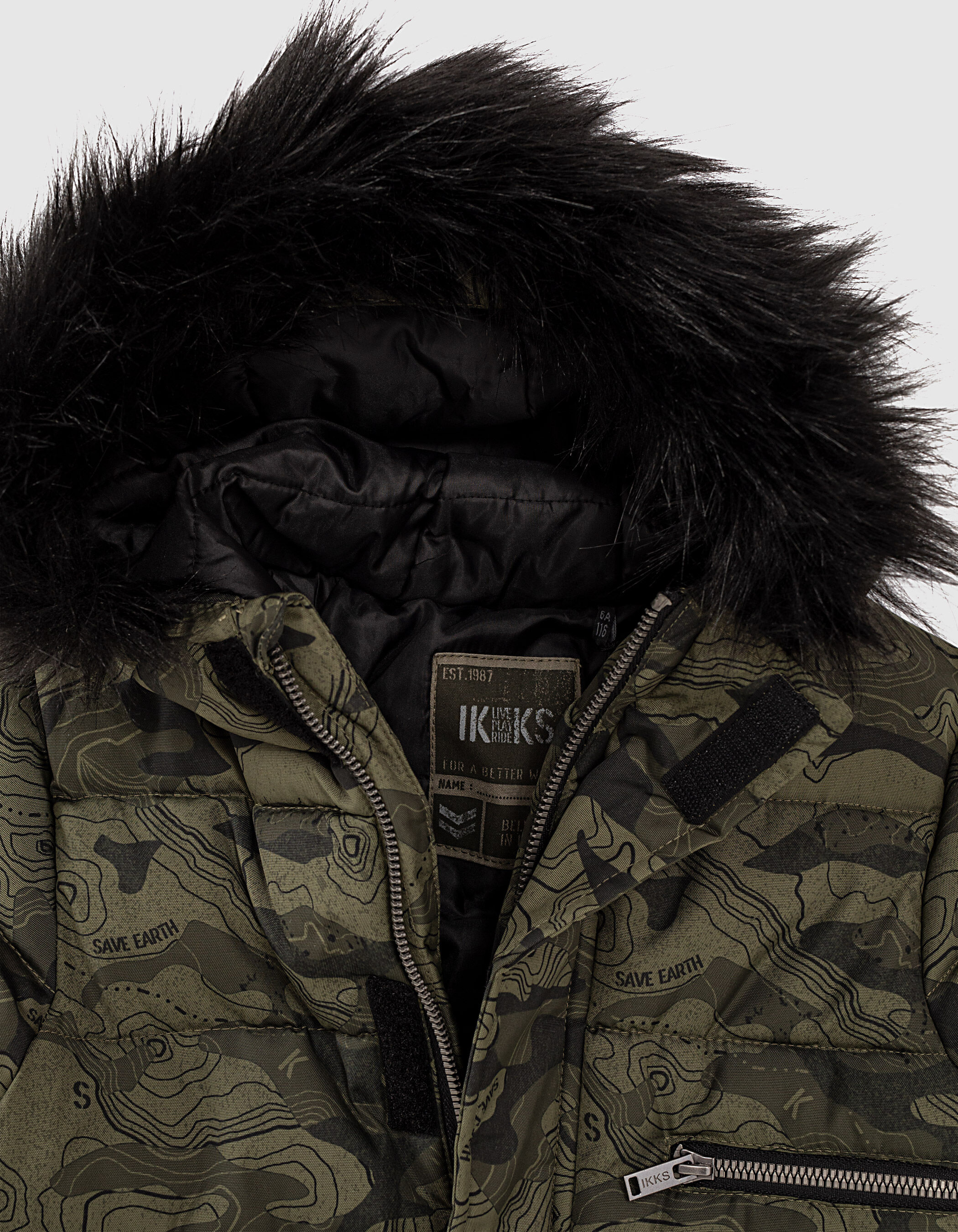 Doudoune kaki camouflage cartographie gar on