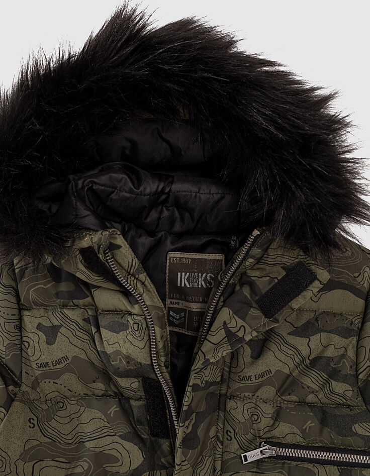 Kaki cartografie-camouflage pufferjas jongens-2