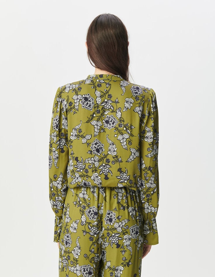Blouse fluide verte imprimé floral Femme-4