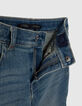 Boys’ blue upcycled straight jeans, print front and back-6