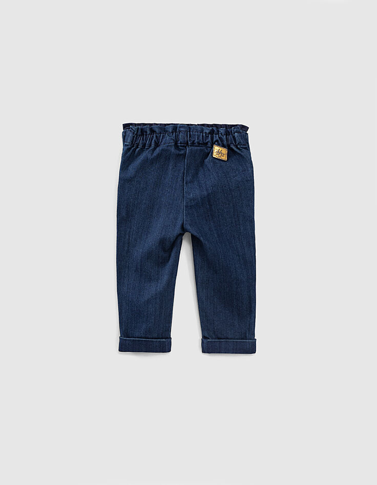 Vaquero blue vintage puente con volante bebé niña-3