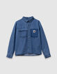 Blauw jeanshemd afneembare kap jongens-5