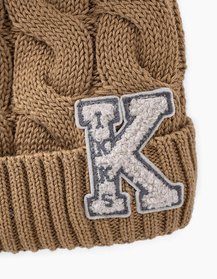 Boys’ sand cable knit beanie -3