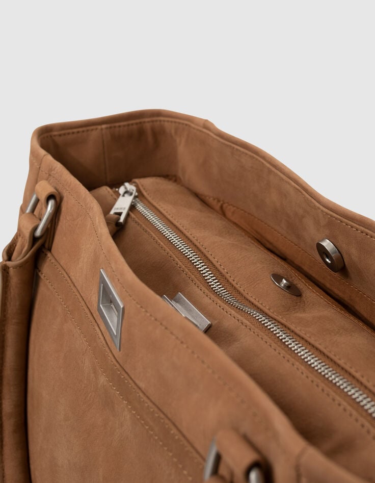Roestbruine leren shopper The Artist Dames-6