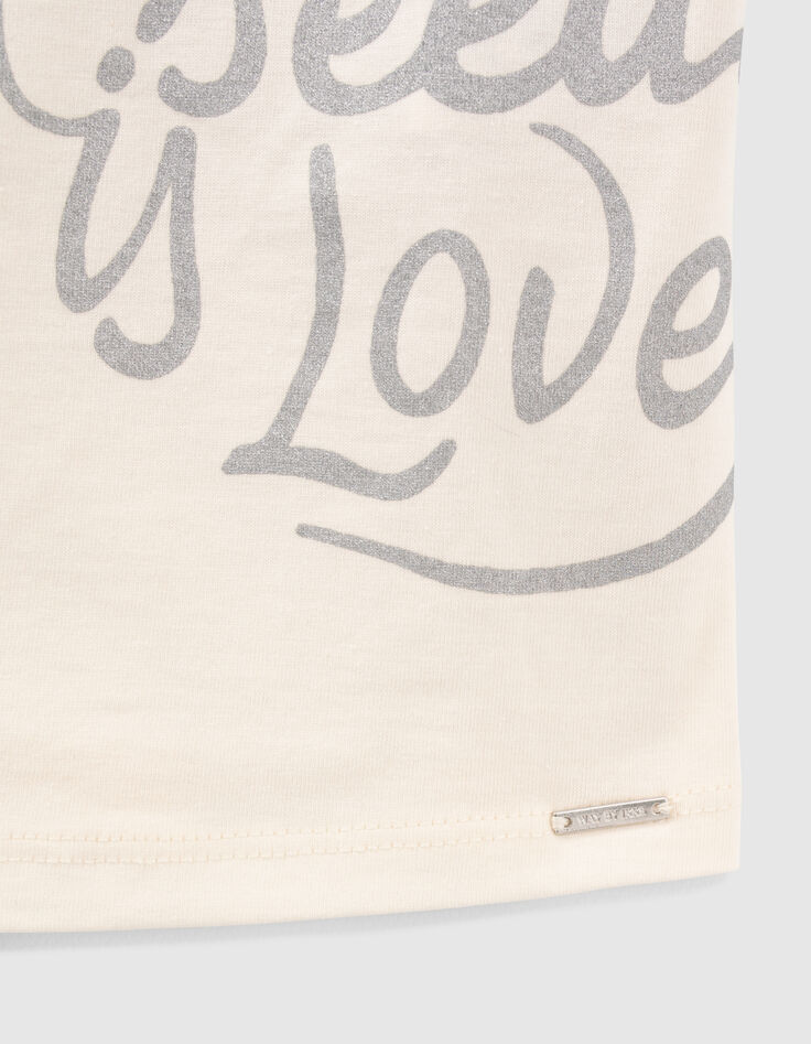 Cremewei&szlig;es M&auml;dchen-T-Shirt mit M&auml;dchen- und Kaugummimotiv-5