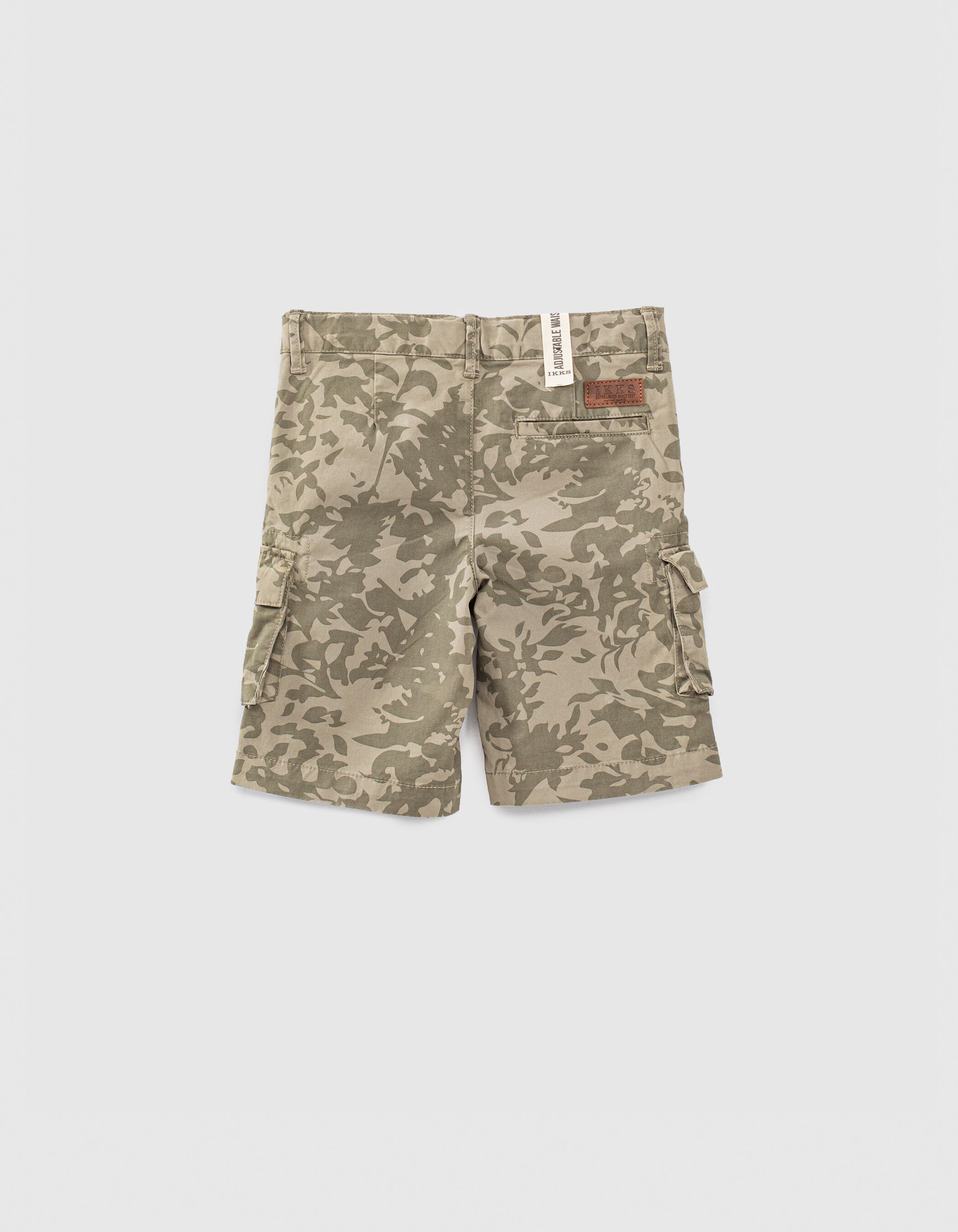Boys' khaki leaf camouflage combat Bermudas