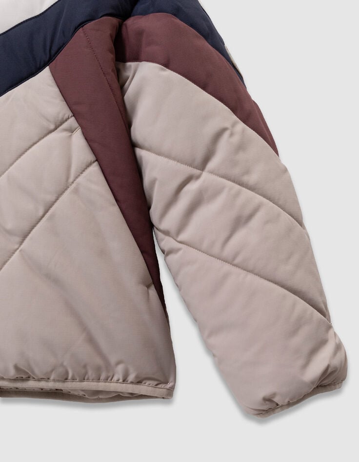 Beige PUFFERJAS in tweekleurige strepen voor jongens-4
