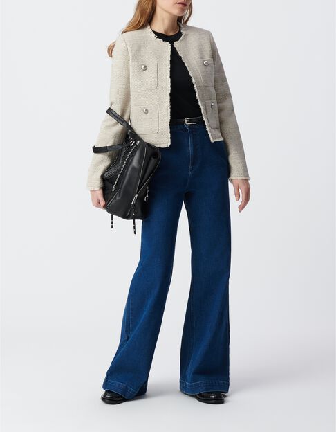 Chaqueta corta de tweed beige Mujer - IKKS