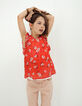 Girls' dark orange and white 2-in-1 vest top-1