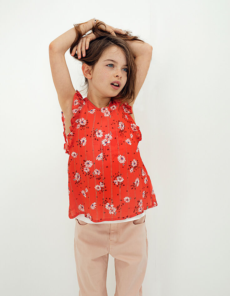 Girls' dark orange and white 2-in-1 vest top-1
