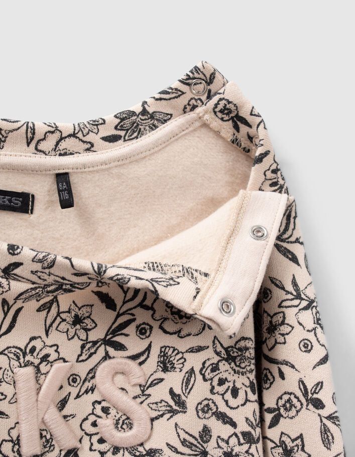 Girls’ beige flower print organic cotton sweatshirt-6