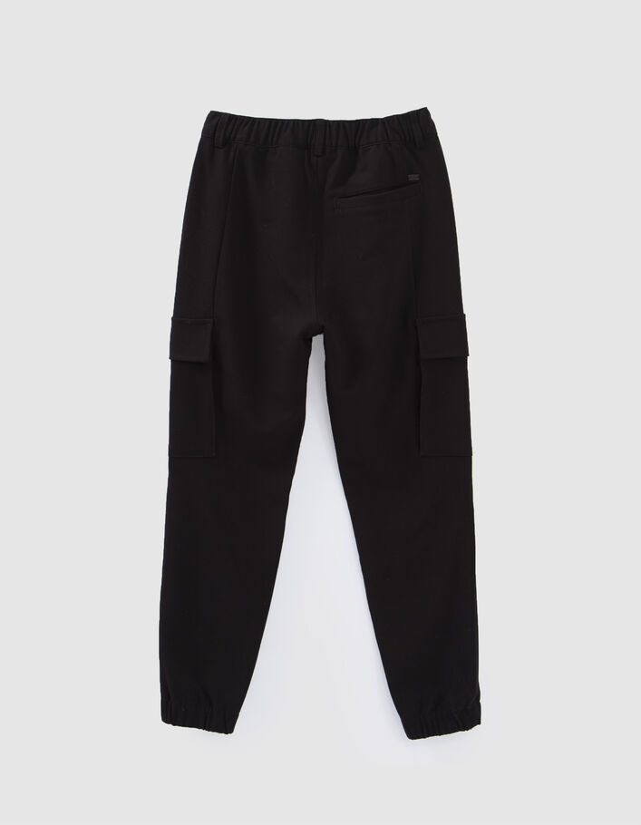 Schwarze Jungencargohose im Jogginglook-3