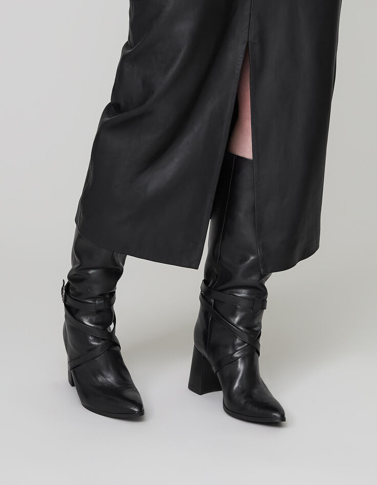 Pure Edition-Damenrock aus schwarzem Leder-3