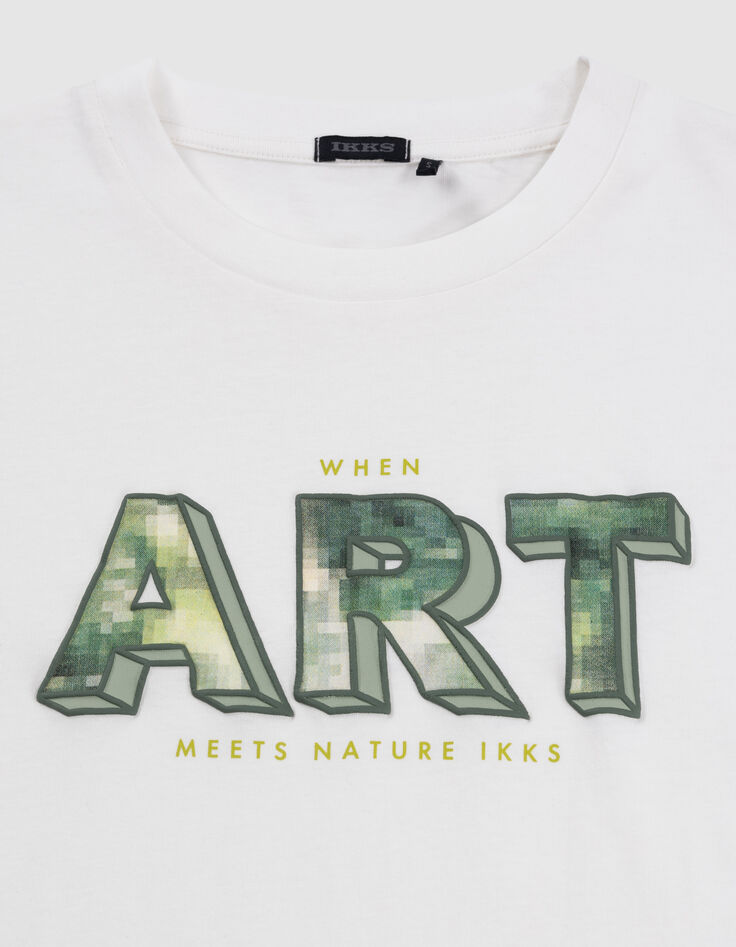 T-shirt blanc coton bio maxi message pixellisé garçon-4