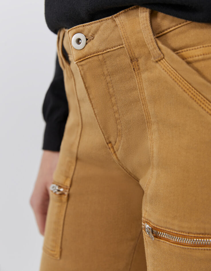 Hellbraune low waist Slim-Damenjeans-4
