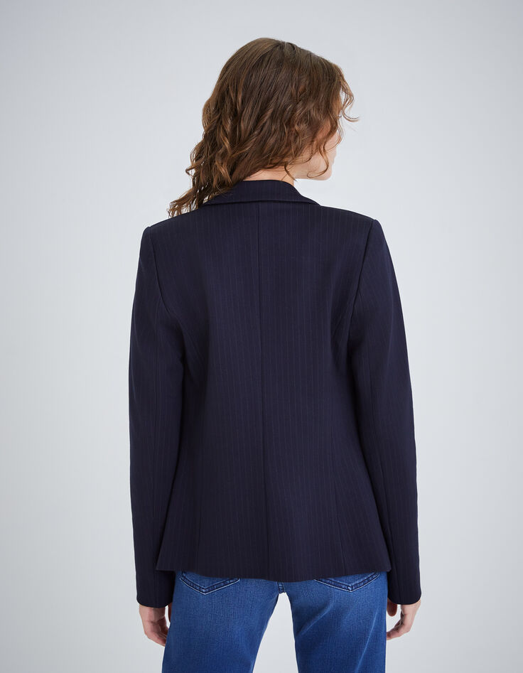 Veste de costume marine maille à rayures tennis Femme-2