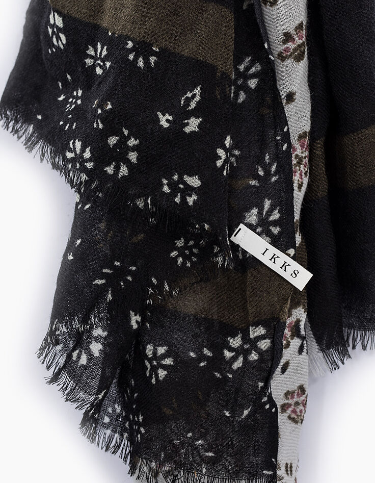 Chèche en laine imprimé patchs floraux femme-3 Chèche en laine imprimé patchs floraux femme-3