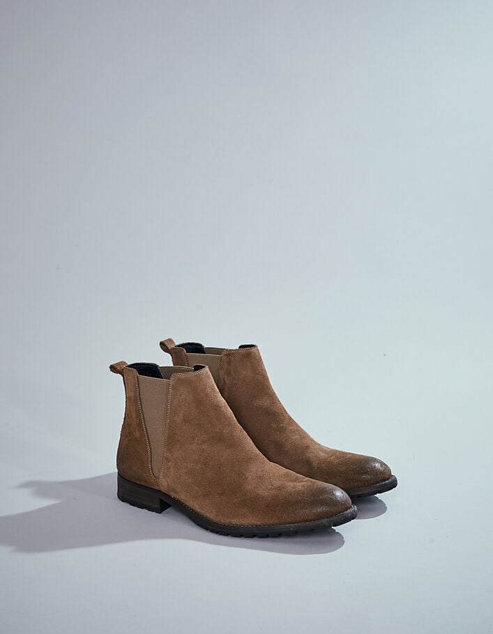 Men’s dark beige suede Chelsea boots