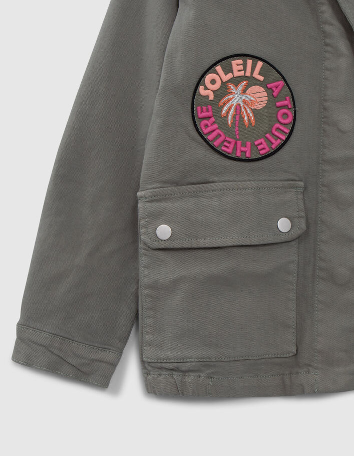 Girls’ khaki safari jacket with XL palm tree badge - IKKS
