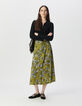Falda midi verde floral mujer-1