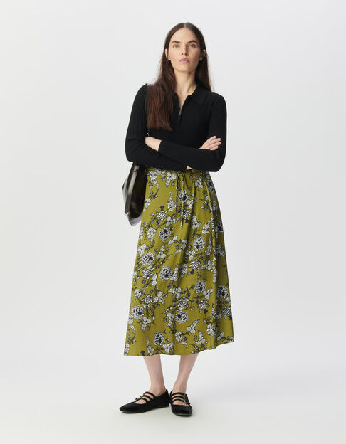 Falda midi verde floral mujer - IKKS