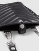 Bolso teléfono 1440 cuero acolchado negro para mujer-4