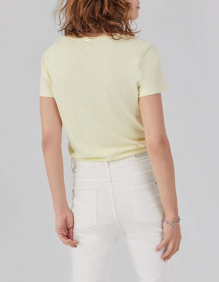 Tee-shirt jaune visuel message deep dye Femme-2