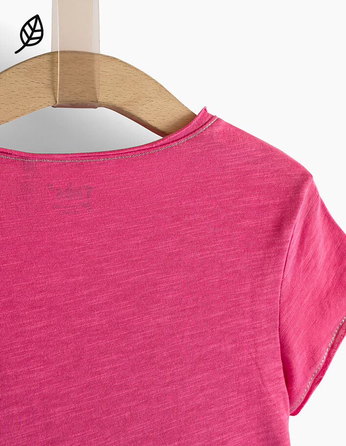 Tee-shirt rose moyen essentiel en coton bio fille - IKKS