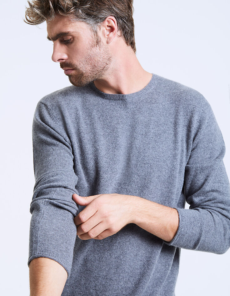 Pull gris 100% cachemire Homme-3