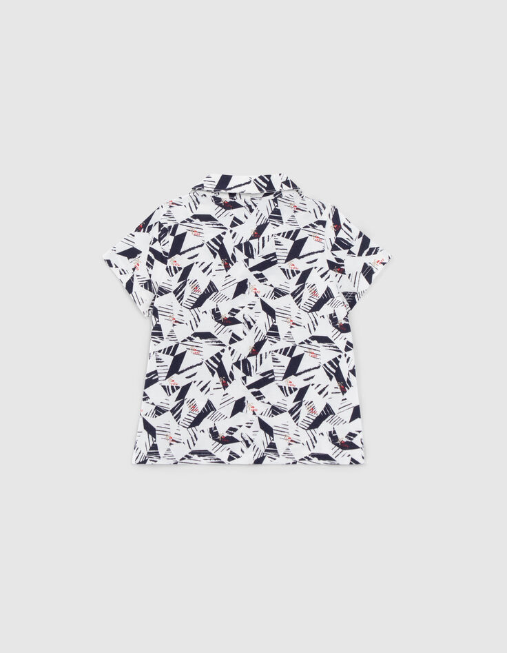 Chemise blanc coton bio imprimé origamis bébé garçon-3