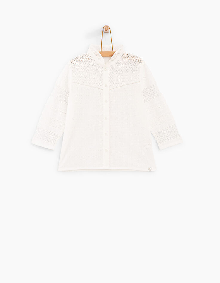 Chemise blanc cassé en broderie anglaise fille-2