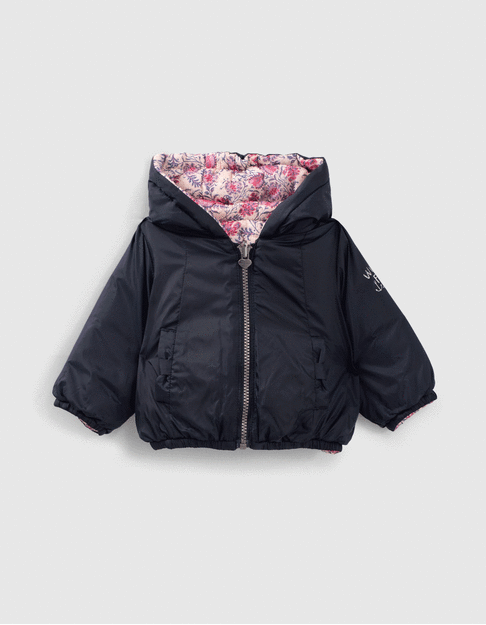 Plumas reversible navy floral cachemira bebé niña
