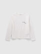 Women’s white T-shirt with embroidered slogan-6