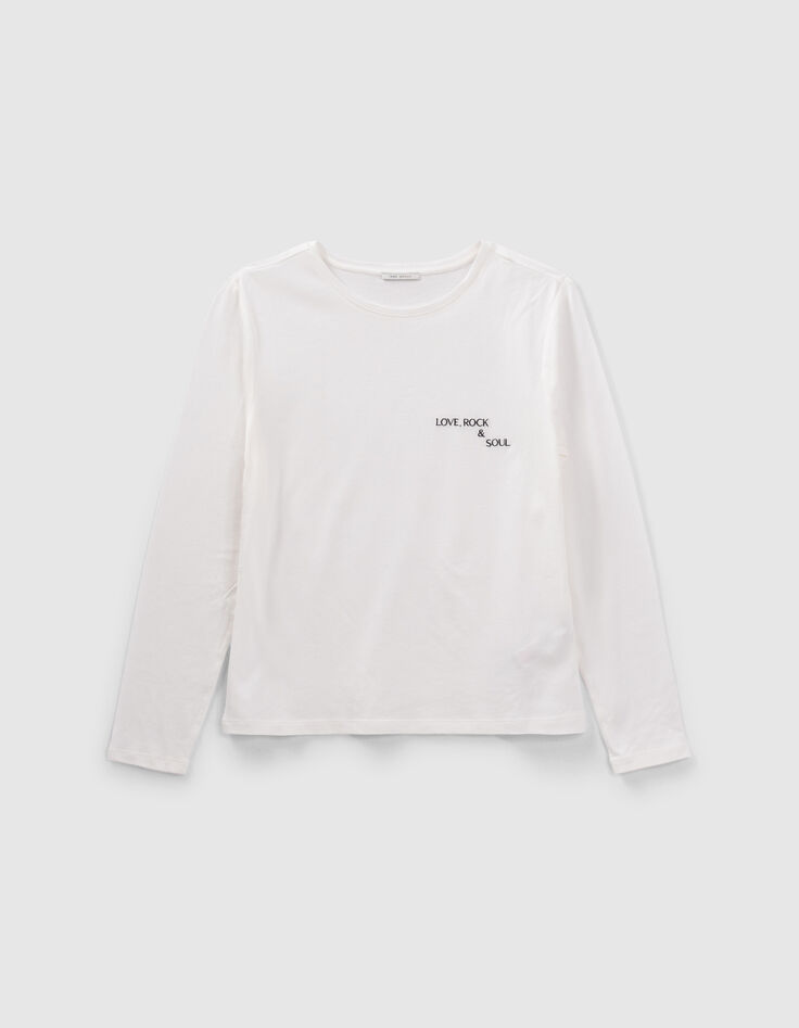 Women’s white T-shirt with embroidered slogan-6 Women’s white T-shirt with embroidered slogan-6