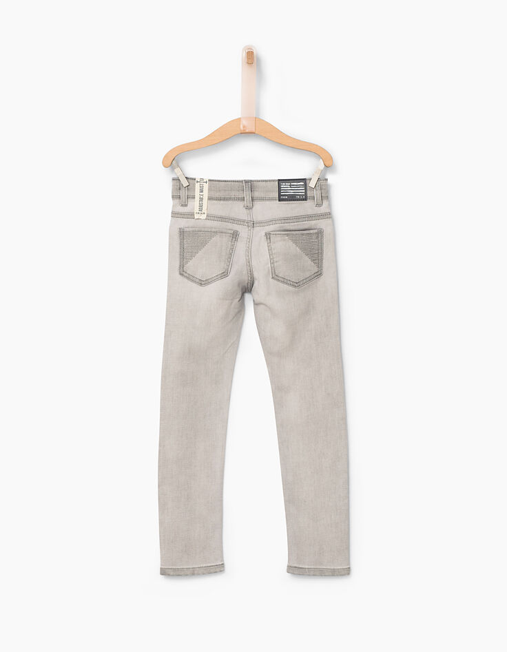 Boys’ bleached grey+topstitch on back skinny jeans -2