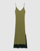 Robe tube longue kaki tricot côtelé Femme-6