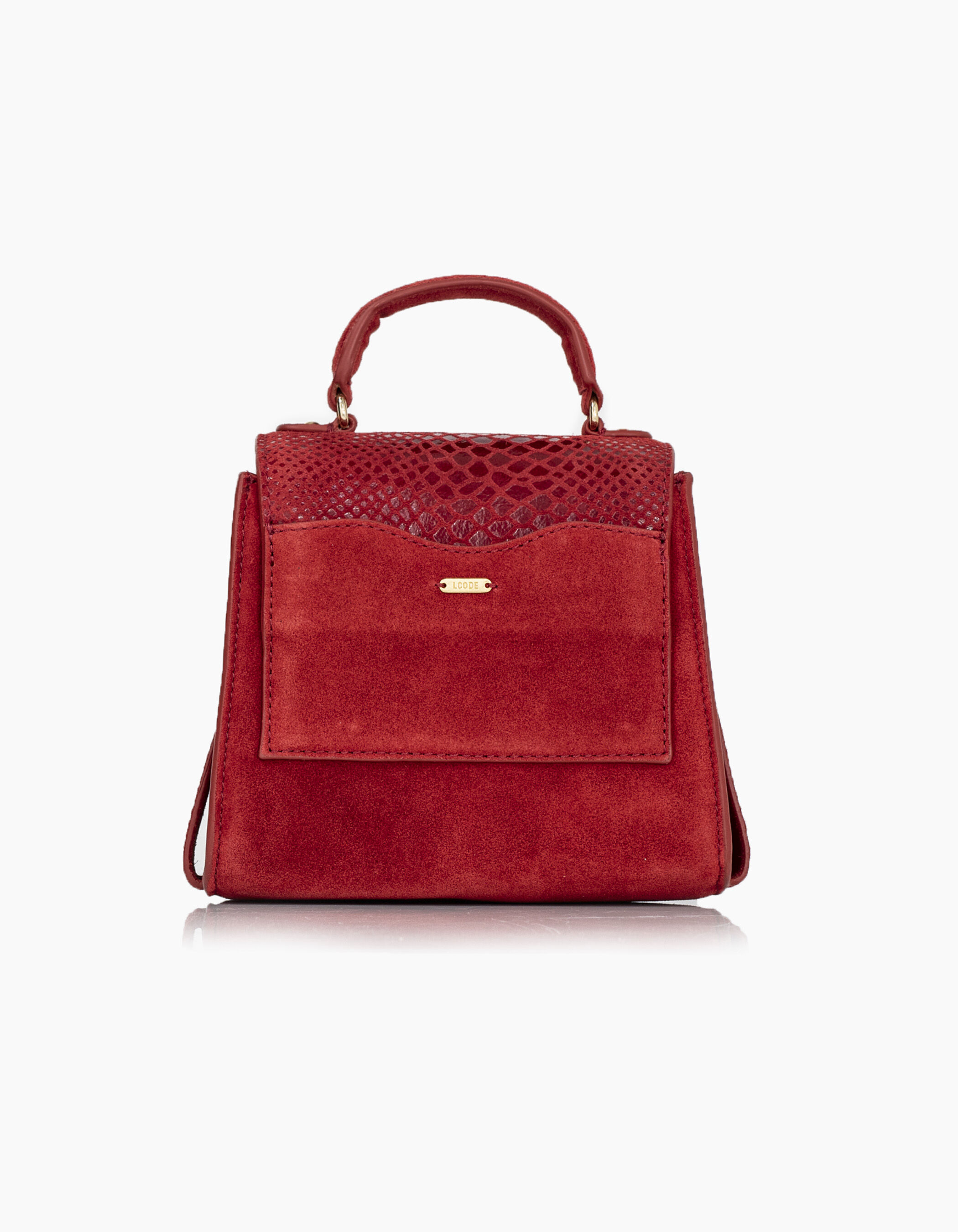 I.Code lipstick python look leather trapeze bag