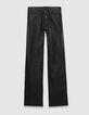 Schwarze Damen-Bootcut-Jeans beschichtet hoher Bund-1