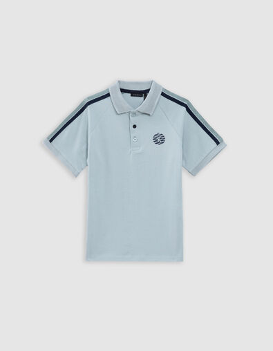 Polo verde agua algodón rayas hombros niño - IKKS