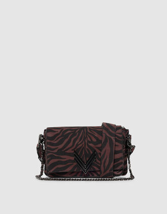 Le sac 111 ZEBRE bordeaux cuir velours motif noir