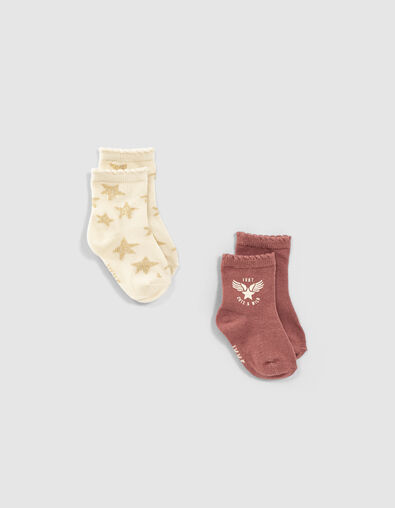 Calcetines rosa palo y crudo estrellas bebé niña - IKKS