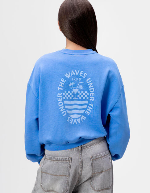 Blue sweatshirt maxi visual back for girl - IKKS
