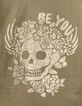 Girls&rsquo; worn khaki skull image T-shirt-2