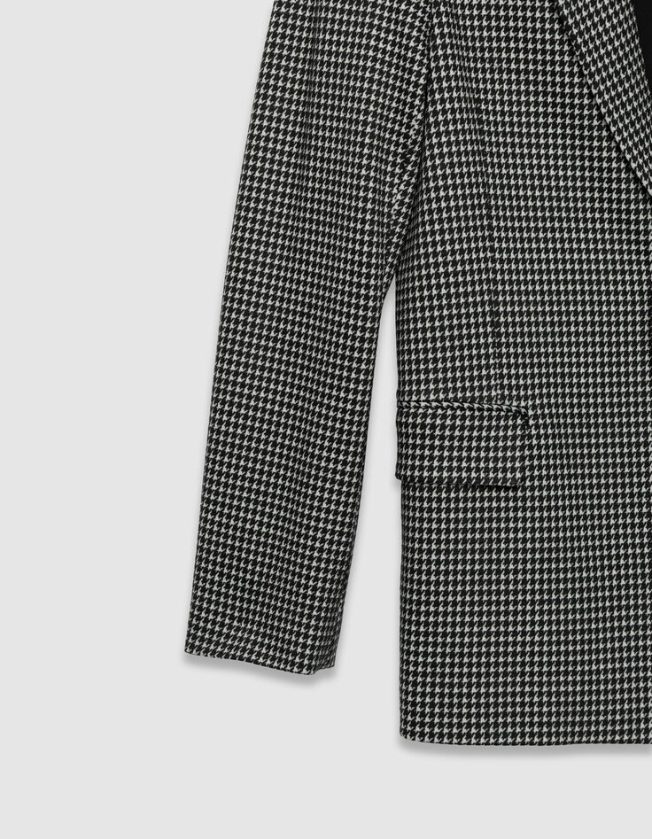Veste de tailleur noire motif pied-de-poule Femme-3