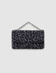 Sac à main noir imprimé léopard bordure microbilles fille-3