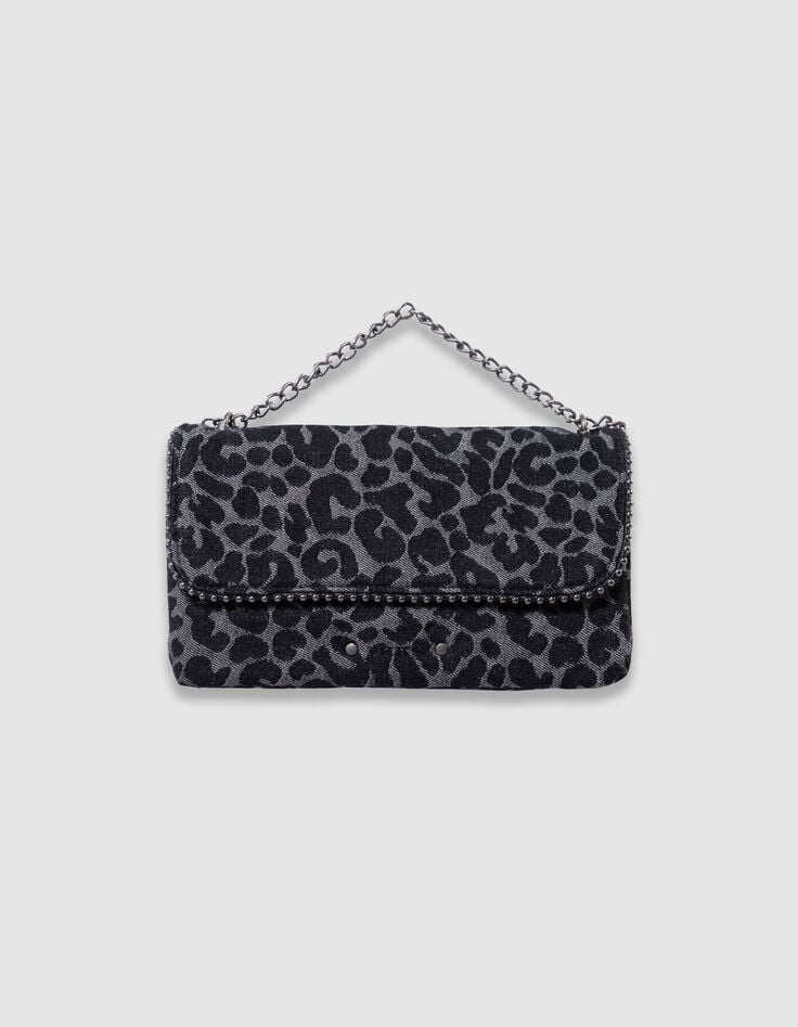 Sac à main noir imprimé léopard bordure microbilles fille-3 Sac à main noir imprimé léopard bordure microbilles fille-3