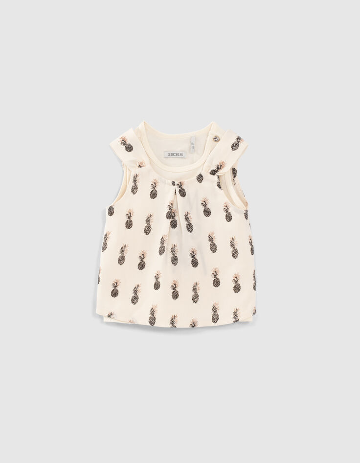 Kittfarbene 2-in-1 Babymädchen-Bluse, Ananas auf Tanktop -1