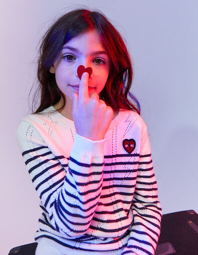 Jersey marinera de tricot calado rayos niña - IKKS