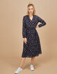 Robe midi noire à imprimé fleurs I.Code-6
