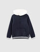 Navy sweater met witte kap jongens -2